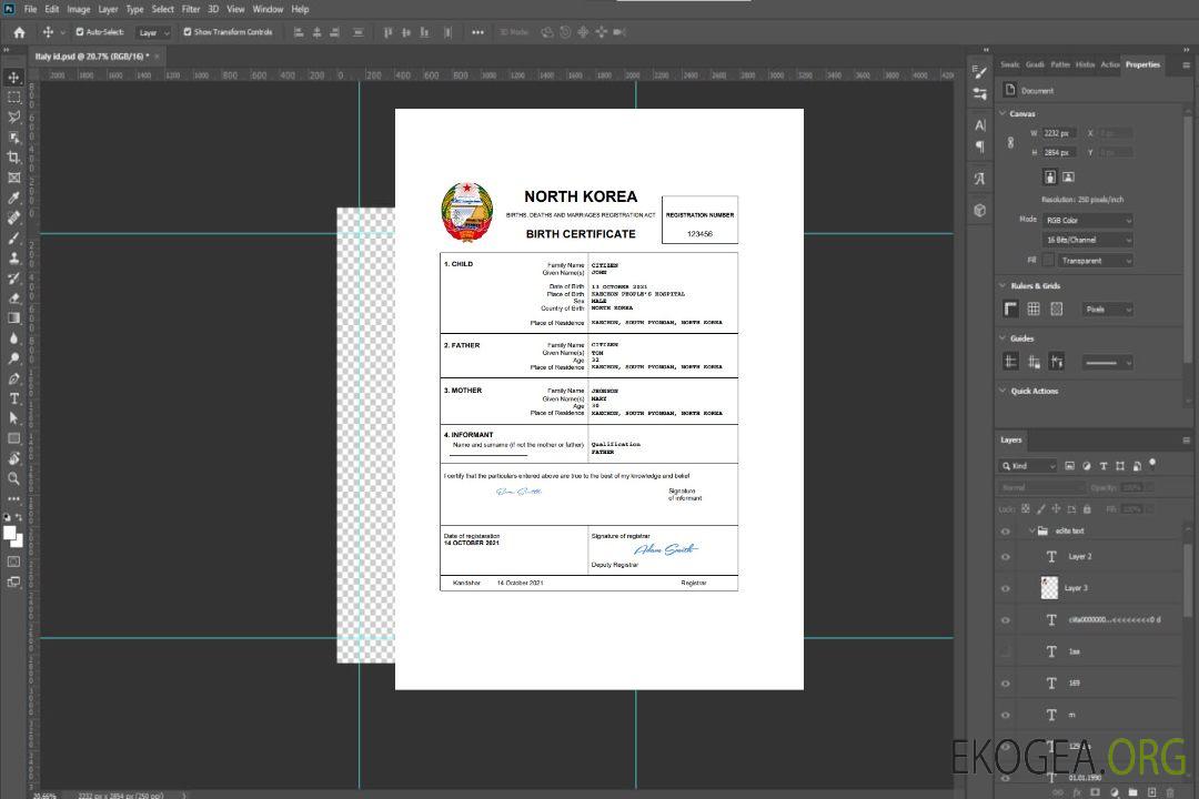 Modèle Word et PDF d'acte de naissance en Corée du Nord template Modèle Word et PDF d'acte de naissance en Corée du Nord template